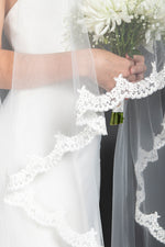 Thin Lace Edging Veil with Sequins