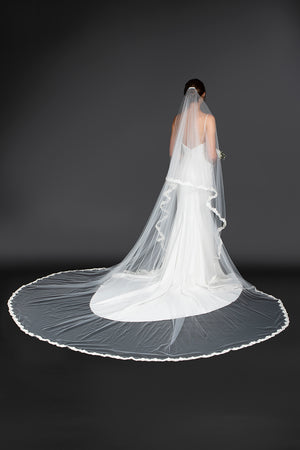 Thin lace edging veil