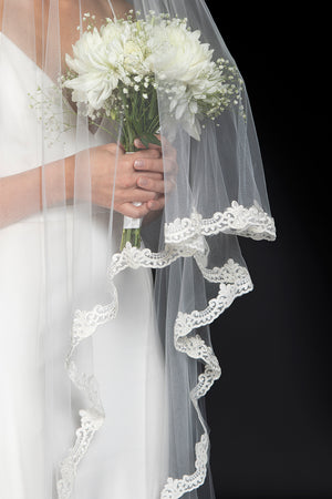 Thin lace edging veil